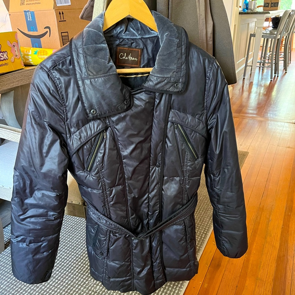 Cole Haan gray winter coat with belt. Size Small